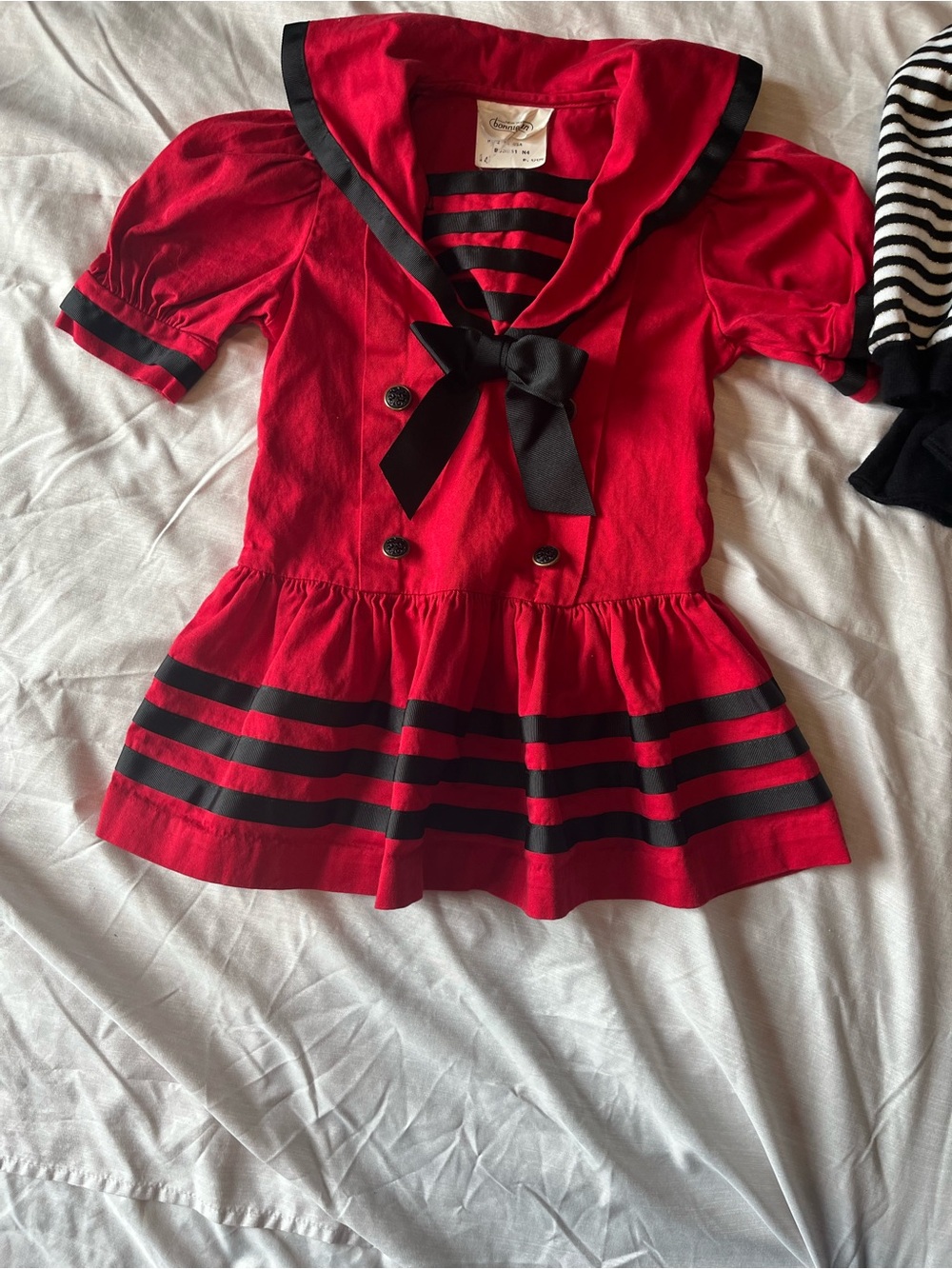 Vintage Kids Red Sailor Dress and black and white sweater set
